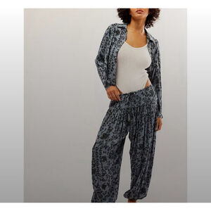 Free People Blue Floral Pajama Set